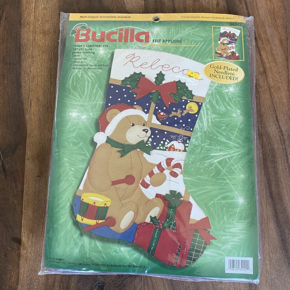 Bucilla Teddy's Christmas Eve Jumbo Felt Stocking Kit #84242